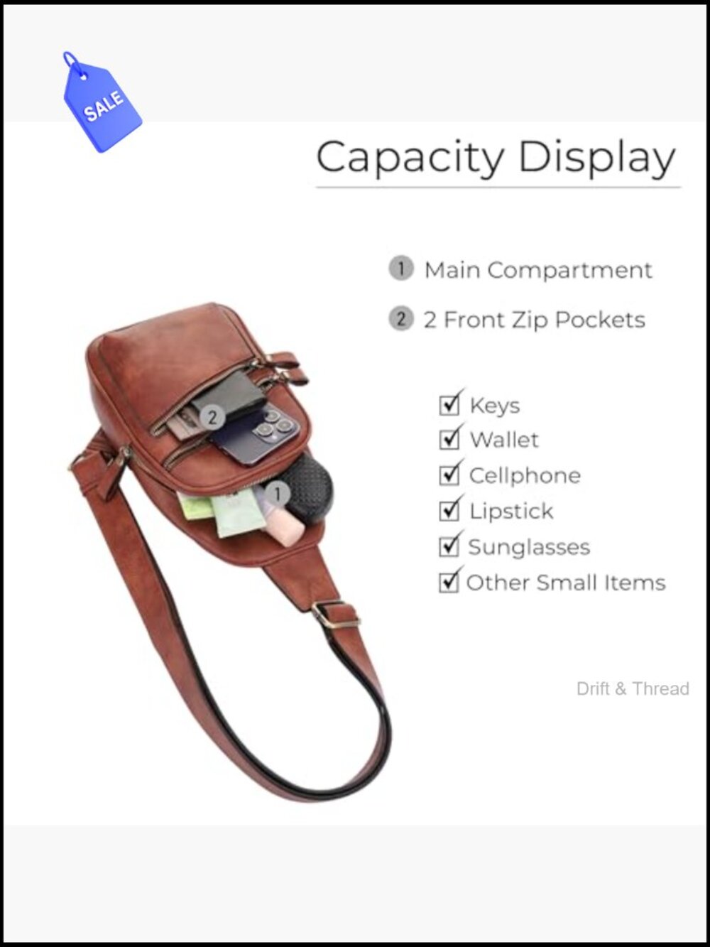Unisex Multi-Pocket Concealed Carry Sling Bag Crossbody Backpack - Picture 4 of 6